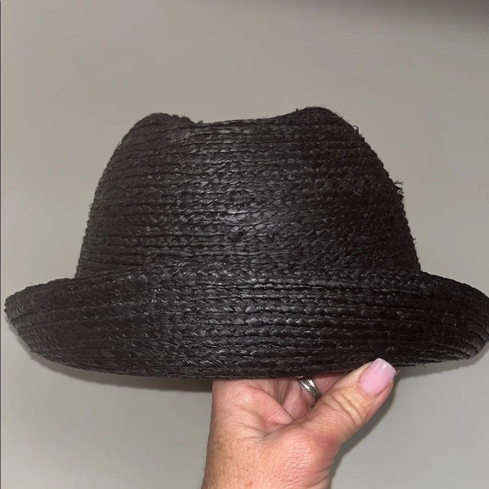 Scala Black Raffia / Straw Fedora Hat one size - preowned